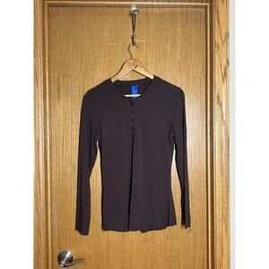 Kit And Ace Womens Brushed Fleece Henley Top Medium